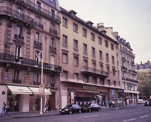 The Monoprix now stands in place of Cour du Dragon. In the distance, Boulevard Saint-Germain.